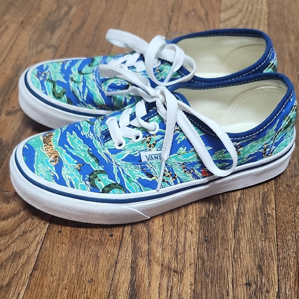 Vans Kids Blue Jungle Snake Print  Shoes SZ 3